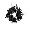 thumbnail image 1 of Sahpxhe Black Maple Leaf Candle Ring Wreath Halloween Decoration,Artificial Fall Table Centerpiece for Home Kitchen Table Centerpieces Wall Decor,12.2x12.2in Black-A, 1 of 7