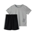 thumbnail image 1 of Sahpxhe Boys 2 Piece Athletic Set Short Sleeve Crew Neck Tee & Elastic Waist Shorts Quick Dry Summer Kids Outfit Set Gray 4-5 Years, 1 of 4