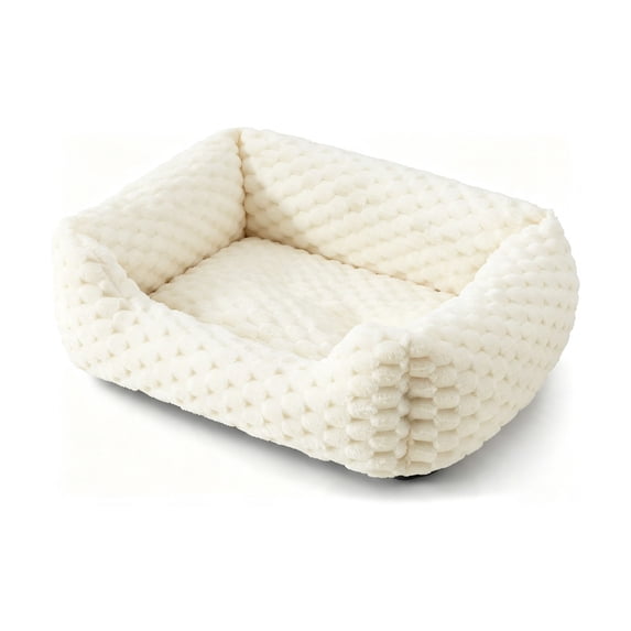 Sahpxhe Calming Dog Bed, Rectangle Deep Sleep Plush Bolster Pet Bed With Bubble Textured Surface For Small Medium Dogs