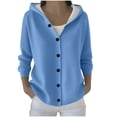 thumbnail image 1 of Sahpxhe Cardigan Sweaters for Women Hooded Long Sleeve Button down Knit Cardigan Casual Relaxed Fit Open Front Sweater Coat Blue XXL, 1 of 6