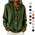 thumbnail image 1 of Sahpxhe Cardigan Sweaters for Women Hooded Long Sleeve Loose Fit Button down Sweater Coat Fall Casual Warm Knit Outerwear Army Green XL, 1 of 7