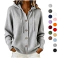 thumbnail image 1 of Sahpxhe Cardigan Sweaters for Women Hooded Long Sleeve Loose Fit Button down Sweater Coat Fall Casual Warm Knit Outerwear Gray L, 1 of 7