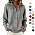 thumbnail image 1 of Dezsed Cardigan Sweaters for Women Hooded Long Sleeve Loose Fit Button down Sweater Coat Fall Casual Warm Knit Outerwear Gray XXL, 1 of 7