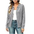 thumbnail image 1 of Sahpxhe Cardigan Sweaters for Women Lightweight Collared Long Sleeve Button down Knit Tops Casual Relaxed Fit Sweater Coat Gray L, 1 of 7