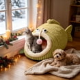 thumbnail image 1 of Sahpxhe Cat Bed, Angler Fish Shaped Warm Winter Plush Cave Pet Bed With Hanging Pom pom Toy For Indoor Cats And Small Dogs, 1 of 6