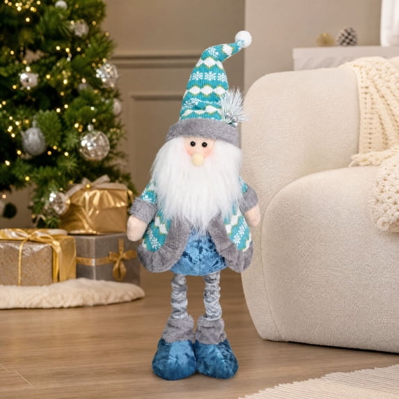 Sahpxhe Christmas Gnomes Plush Decor, 21 inch Adorable Blue Winter Standing Stuffed Toy for Home Table Fireplace Indoor Decorations