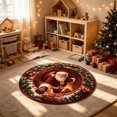thumbnail image 1 of Sahpxhe Christmas Round Area Rug, 3D Optical Illusion Santa Chimney Pattern Door Mat for Home Porch Indoor Holiday Decor, 1 of 6