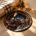 thumbnail image 1 of Sahpxhe Christmas Round Area Rug, 3D Optical Illusion Steam Train Tunnel Pattern Door Mat for Home Porch Indoor Holiday Decor, 1 of 5