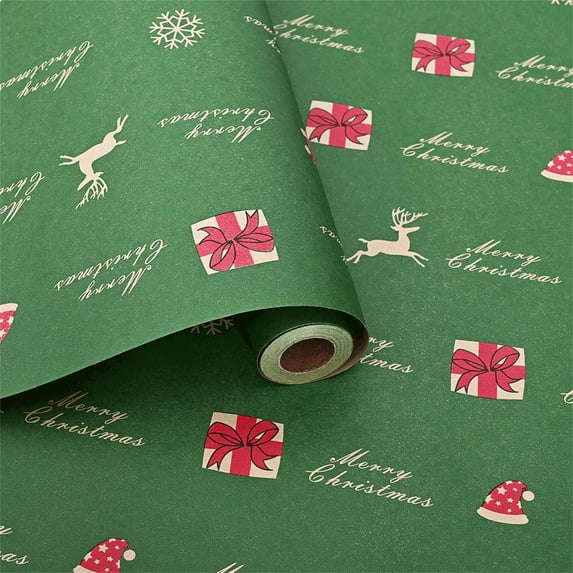 Sahpxhe Christmas Wrapping Paper Roll with Festive Xmas Prints for Gift Packaging and Christmas Decorations