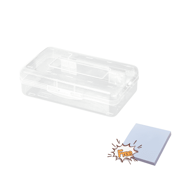 Sahpxhe Clear Transparent Plastic Pencil Box,Large Capacity Clear Storage Box with Snap-Tight Lid,Size7.87X2.36X4.33In,Give Away 100Pcs Blue Elf-Stick Notes,3x3 Inches To Do Lis