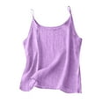 thumbnail image 1 of Sahpxhe Cotton Linen Tank Tops for Women Spaghetti Strap Sleeveless Scoop Neck Cami Shirts Casual Loose Tank Top for Summer Light Purple XXXL, 1 of 6