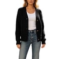 thumbnail image 1 of Sahpxhe Cropped Cardigan Sweaters Womens Oversized Button Front Chunky Knit Winter Clothes Long Sleeve Casual Comfy Warm Tops Black L, 1 of 4
