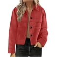 thumbnail image 1 of Sahpxhe Cropped Jackets for Women Faux Suede Oversized Collared Button Down Jackets Vintage Long Sleeve Casual Outer Coat Red S, 1 of 6