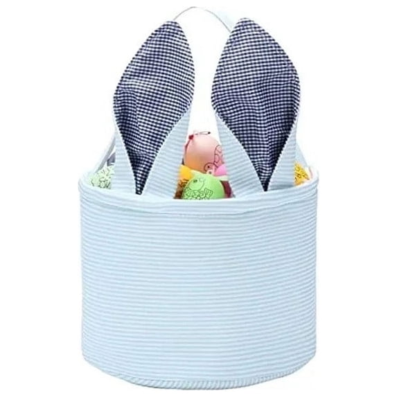 Sahpxhe Easter Basket for Kids Colorful Eggs Hunting Storage Easter Bunny Basket with Handle Long Ear Tote Basket for Easter Decor