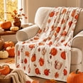 thumbnail image 1 of Sahpxhe Fall Flannel Throw Blanket with Pumpkin Design,Soft Warm Nap Blanket Party Sofa Bed Cover for Couch Sofa Bedroom Thanksgiving Halloween Fall Decor,59.05x39.37in Orange-B, 1 of 7