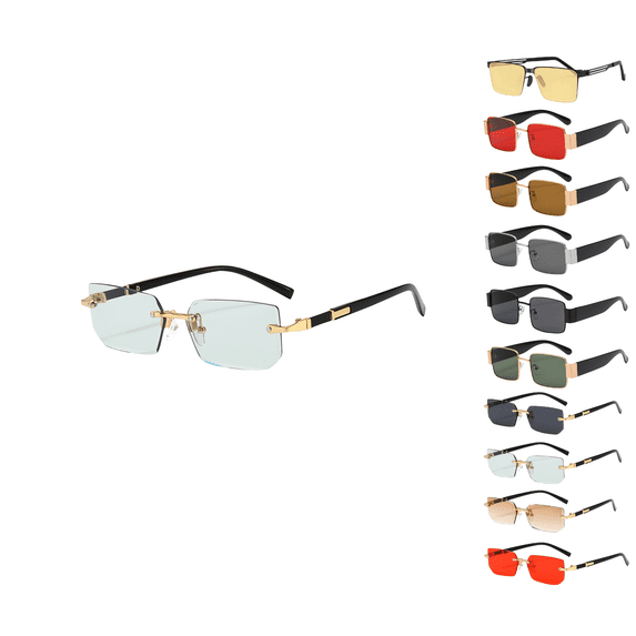 Sahpxhe Frameless Trendy Sunglasses European Cut Jelly Colored UV400 Protection Gray