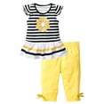thumbnail image 1 of Sahpxhe Girls 2 Piece Striped Set Ruffle Flutter Sleeve Crew Neck Tunic Top & Capri Pants Summer Little Girls Outfits Black 4-5 Years, 1 of 7