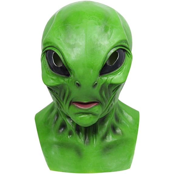 Sahpxhe Halloween Alien Mask, Scary Alien Mask Realistic Wrinkled Face Halloween Costume Prop for Indoor Living Room Party Decor Green Green