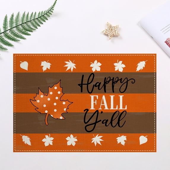 Sahpxhe Halloween Decorations Placemat with Maple Leaf Pattern, Thanksgiving Day Fall Themed Linen Insulation Mat for Kitchen Home Dining Party Decor Multicolor