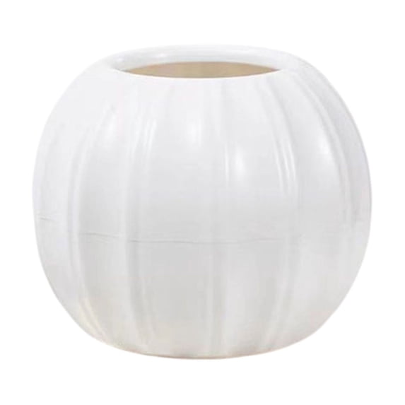 Sahpxhe Halloween Decorations Pumpkin Flower Pot, Originality Plastic Imitation Pumpkin Shape Vase Two Halves Splicing for Festive Home Party Decor White