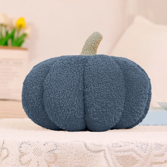Sahpxhe Halloween Decorations Pumpkins Throw Pillow, Fall Decorative Pumpkin Shaped Plush Toy Cushion for Home Sofa Bed Party Decor Blue