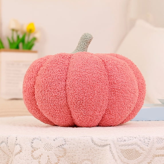 Sahpxhe Halloween Decorations Pumpkins Throw Pillow, Fall Decorative Pumpkin Shaped Plush Toy Cushion for Home Sofa Bed Party Decor Pink
