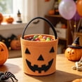 thumbnail image 1 of Sahpxhe Halloween Felt Treat Bags Candy Blanket Pumpkin Ghost Gift Basket,Large Capacity Halloween Storage Basket with Handle for Trick-Or-Treat Tote,7.87x7.09in Orange, 1 of 5