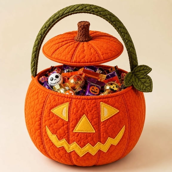 Sahpxhe Halloween Pumpkin Lantern Decorations Outdoor Party Decor, Portable Pumpkin Candy Tote Bag for Front Porch Walkway Yard Patio Party Decor Orange