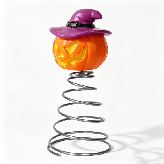 Sahpxhe Halloween Tree Topper Pumpkin with Witch Hat and Base for Halloween Tree Indoor Decor