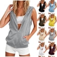 thumbnail image 1 of Sahpxhe Hoodies for Women Athletic Sleeveless Full Zip Lightweight Sweatshirt with Pockets Casual Gym Sports Vest Top Gray S, 1 of 9