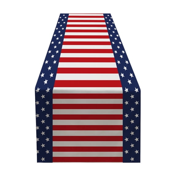 Sahpxhe Independence Day Themed Table Runner, Flag and Star Pattern Dinner Table Runner for Holiday Party Decor Multicolor