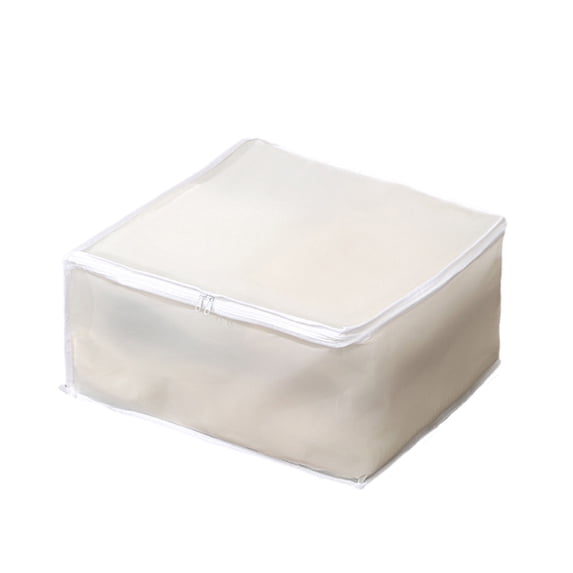 Sahpxhe Large Comforter Storage Bag Folding Plastic Storage Box for Storage Under The Bed Odorless Moistureproof Bag Suitable for Pillows Coats Blankets 17.71x17.71x7.87in Clear-D