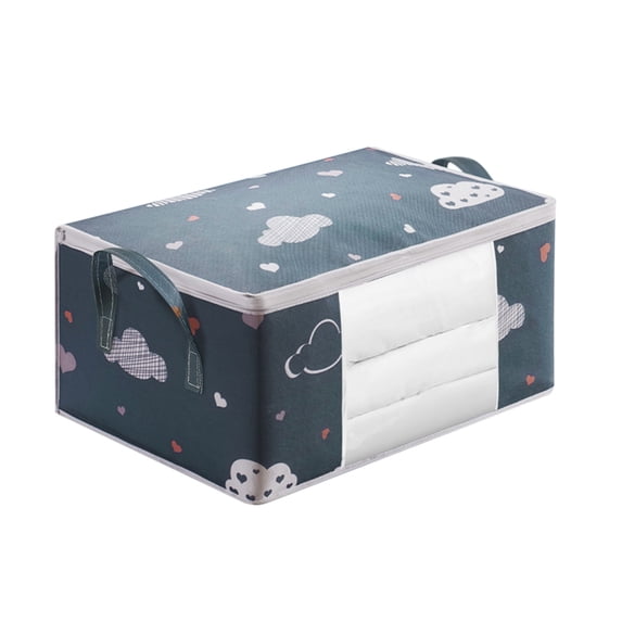 Sahpxhe Large Comforter Storage Bag Zipper Bag with Large Transparent Window and Handle Can Be Stored in The Wardrobe to Store Blankets,Pillows,Quilts,Bedding and Clothes 13.78x21.65x9.84in Navy-M