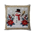 thumbnail image 1 of Sahpxhe Linen Christmas Throw Pillow Covers,17.72x17.72in Holiday Snowman Imitation Embroidery Cushion Case with Hidden Zipper for Sofa Living Room Winter Decor Multicolor-C, 1 of 6