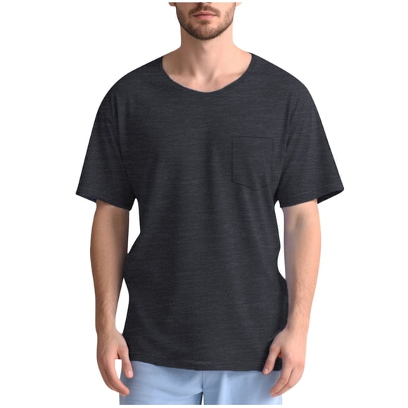 Sahpxhe Men's Adaptive Post-Surgery Shirts Short Sleeve Tops with Snaps Recovery T-Shirts for Hospital Daily Wear Dark Gray S