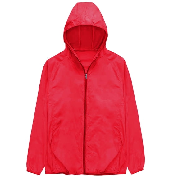 Sahpxhe Men's Sun Protection Hoodie Jackets Quick Dry Long Sleeve Full Zip Athletic Casual Shirt for Hiking Running Red XXL
