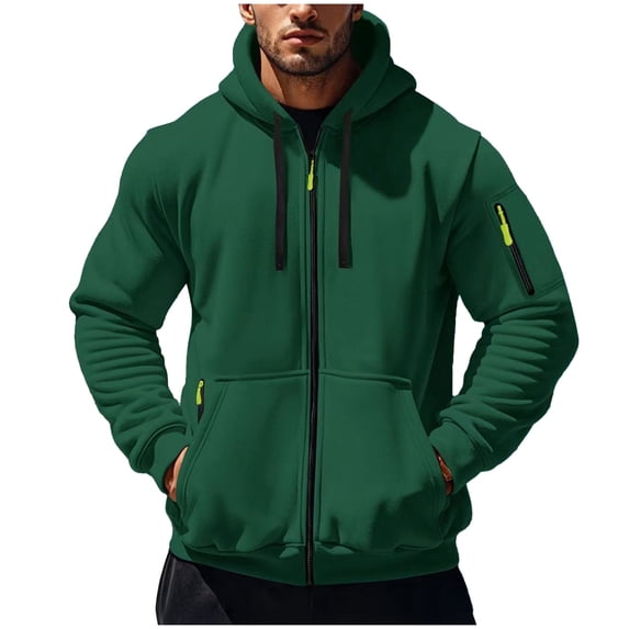 Sahpxhe Men's Zip up Hoodie Long Sleeve Casual Comfort Athletic Sweatshirt Relaxed Fit Jacket for Fall Outdoor Sports Hiking Green L