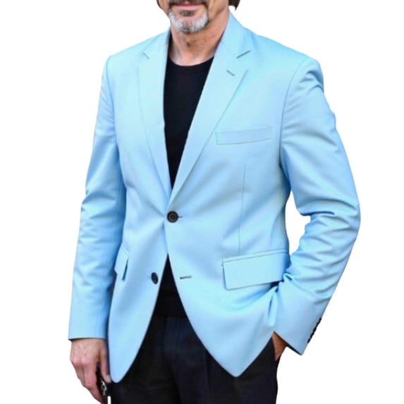 Sahpxhe Mens Suit Jackets Notch Lapel Slim Fit Two Button Long Sleeve Lightweight Sport Coats Business Wedding Formal Blazers Sky Blue XL