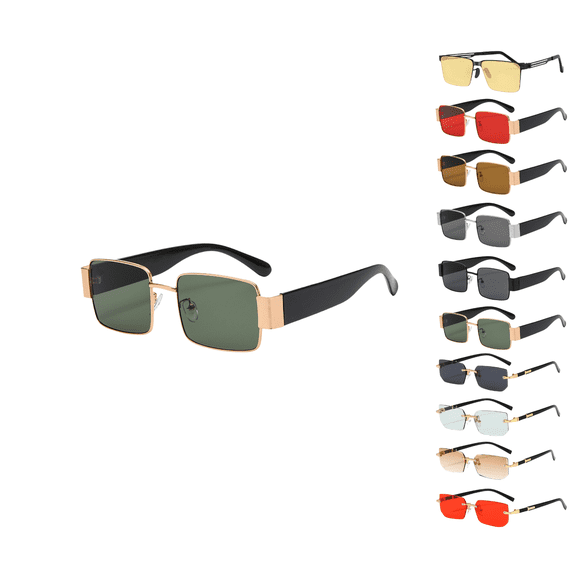 Sahpxhe Metal Sunglasses Wide Frame Polarized UV400 Unisex Trendy for Party Outdoor Sports Green