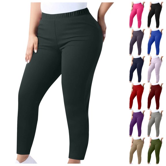 Sahpxhe Plus Size Leggings for Women High Elastic Waisted Pull On Casual Yoga Workout Pants Stretchy Slim Fit with Pockets Dark Gray XXXL