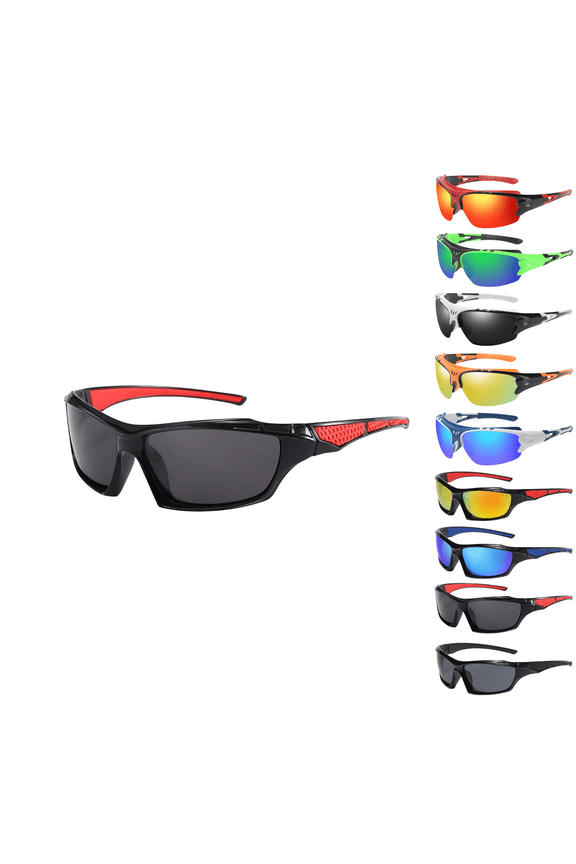 Polarized Sports Sunglasses for Men Women, Windproof Wrap Around UV400 Protection for Cycling Running Skiing Mountaineering Black