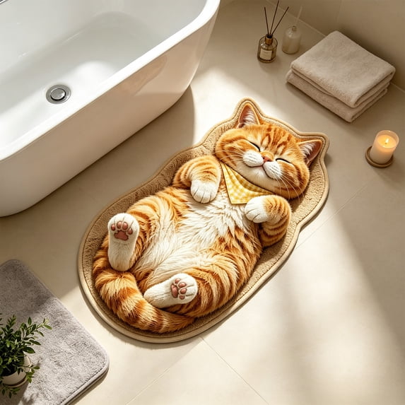 Sahpxhe Rugs for Bedroom, Cute Sleeping Orange Cat Pattern Non Slip Fluffy Long Area Rug for Living Room Entryway Home Decor