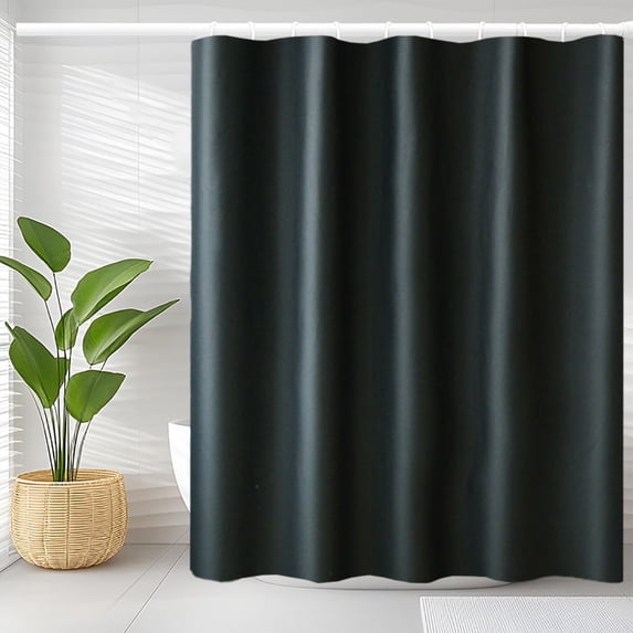 Sahpxhe Shower Curtain Soild Color Waterproof Plastic Bath Curtain Shower Curtain Liner,Thickened Bathroom Partition with 8 Hooks for Bathtub,70.8X31.4in,Black