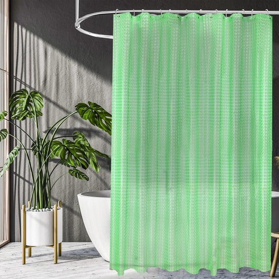 Sahpxhe Shower Curtain Solid Color Transparency Eva Bath Curtain,Clear Lightweight Bathroom Liner with Weighted Magnets and Rustproof Grommets,70.9X70.9in,Green