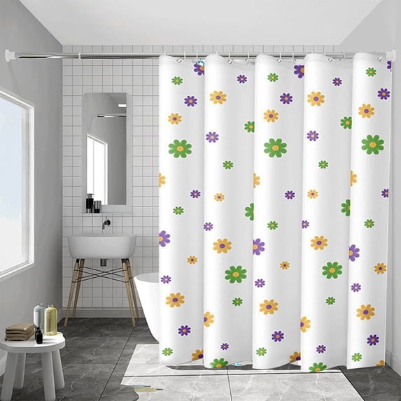 Sahpxhe Shower Curtain White Translucence Waterproof Bath Curtain,No-Drill Bathroom Partition Bathroom Decor with Hooks,Fade-Resistant Moistureproof,70.9X31.5in,Multicolor-A