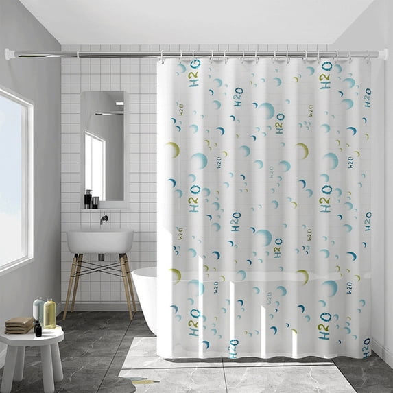 Sahpxhe Shower Curtain White Translucence Waterproof Bath Curtain,No-Drill Bathroom Partition Bathroom Decor with Hooks,Fade-Resistant Moistureproof,70.9X31.5in,Multicolor-C