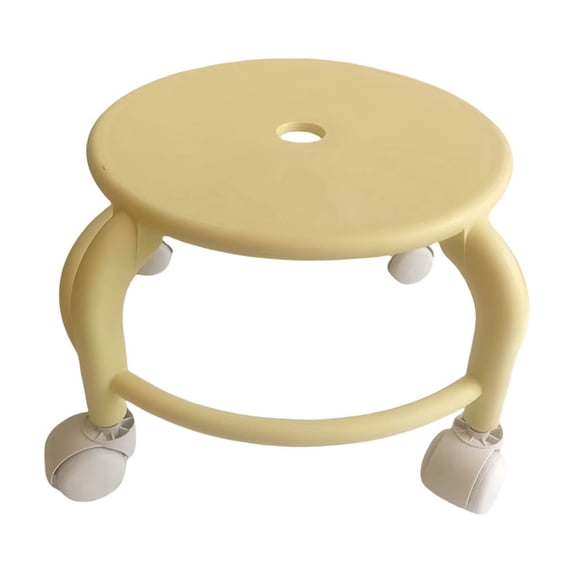 Sahpxhe Step Stool Castor-Wheel Rolling Low Stool,Plastic Foot Stool Movable Seat with 360° Rotation for Home,Kitchen,Porch to Change Shoes Yellow