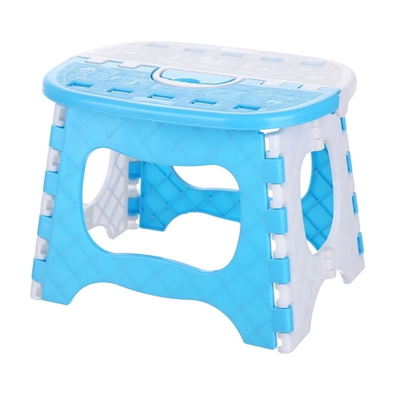 Sahpxhe Step Stool Foldable Portable Duotone Plastic Camping Stool with Handle,Lightweight Multi-Purpose Kitchen Foot Stool Seat for Home,Office,Outdoor Blue