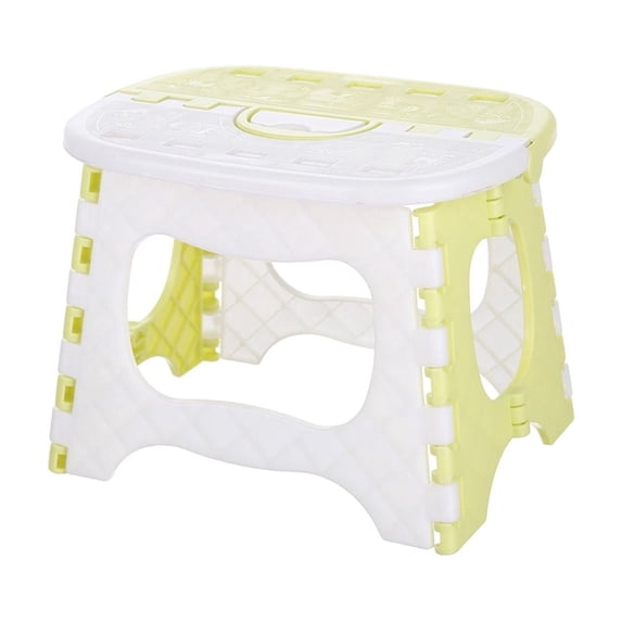 Sahpxhe Step Stool Foldable Portable Duotone Plastic Camping Stool with Handle,Lightweight Multi-Purpose Kitchen Foot Stool Seat for Home,Office,Outdoor Yellow