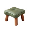 thumbnail image 1 of Sahpxhe Step Stool Green Solid Wood Low Stool with Soft Leather Padded Seat,Waterproof Stackable Footstool for Living Room,Entryway Change Shoes,Balcony C-S, 1 of 7